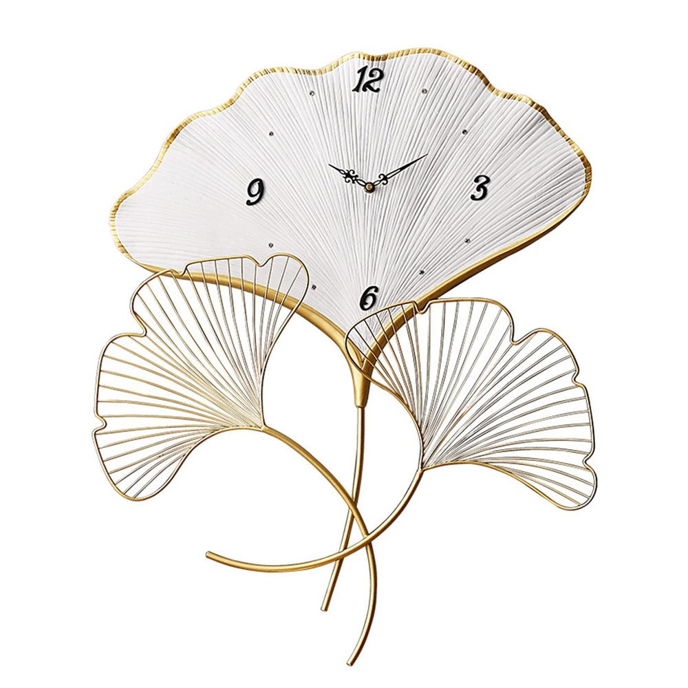 DJXIK Minimalist Wall Clocks for Living Room. Ginkgo Biloba Style 20" Cafe Silent Clock. Decoration Clock for Living Room, Bar, Bedroom