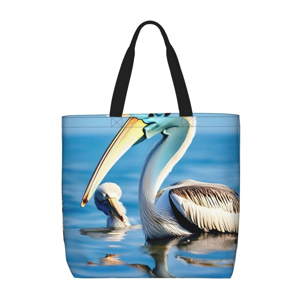 GeRRiT Pelican Bird Blue Sea Sky Print Tote Bag For Women, Lightweight Large Tote Bag, Shoulder Bag Handbag For Travel Work Gym
