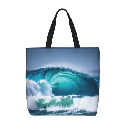 GeRRiT Ocean Wave Print Tote Bag For Women, Lightweight Large Tote Bag, Shoulder Bag Handbag For Travel Work Gym