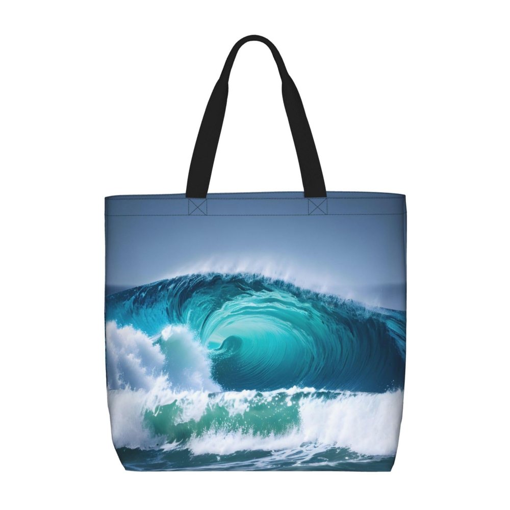 GeRRiT Ocean Wave Print Tote Bag For Women, Lightweight Large Tote Bag, Shoulder Bag Handbag For Travel Work Gym