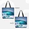 GeRRiT Ocean Wave Print Tote Bag For Women, Lightweight Large Tote Bag, Shoulder Bag Handbag For Travel Work Gym view 3
