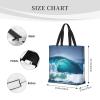 GeRRiT Ocean Wave Print Tote Bag For Women, Lightweight Large Tote Bag, Shoulder Bag Handbag For Travel Work Gym view 4