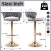 Haplized Velvet Barstool Set of 4, Swivel Bar Stools with Golden Metal Base, Modern Counter Height Barstools for Kitchen, Pub, Cafe, Dining Room (Grey) view 2