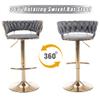 Haplized Velvet Barstool Set of 4, Swivel Bar Stools with Golden Metal Base, Modern Counter Height Barstools for Kitchen, Pub, Cafe, Dining Room (Grey) view 4