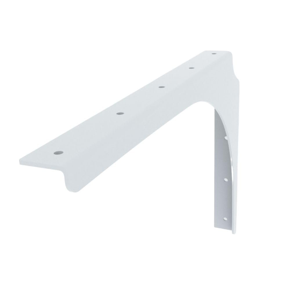 Iron Supports Universal Heavy-Duty Commercial Bracket - Industrial Support Brackets - Steel Mounting Bracket for Shelves, Vanities, Buffets, Desks (White - 18" Deep x 12" High, Right Hand)