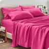 6-Pcs Bed Sheet Set- 800 TC-100% Breathable Cotton Hot Pink Twin XL-Size Bedding Set-Single Ply Long-Staple Yarns-1-Fitted Sheet-1-Flat Sheet With 4-Pillowcase-Easy Fits Upto 12" Deep Pocket view 1