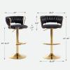 Canxkun Gold Bar Stools Set of 2, Counter Height Bar Stools with Low Back, Velvet Adjustable Height Barstools, 360 Swivel Bar Stools for Kitchen Island, Pub (Black) view 2