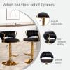 Canxkun Gold Bar Stools Set of 2, Counter Height Bar Stools with Low Back, Velvet Adjustable Height Barstools, 360 Swivel Bar Stools for Kitchen Island, Pub (Black) view 3