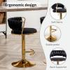 Canxkun Gold Bar Stools Set of 2, Counter Height Bar Stools with Low Back, Velvet Adjustable Height Barstools, 360 Swivel Bar Stools for Kitchen Island, Pub (Black) view 4