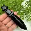 AtkitS Crystal Natural Obsidian Dagger Crystal Handmade Carving Knife Craft Men's Gift Sword Witch Supplies Crystal (Color : Obsidian Dagger-05) view 2