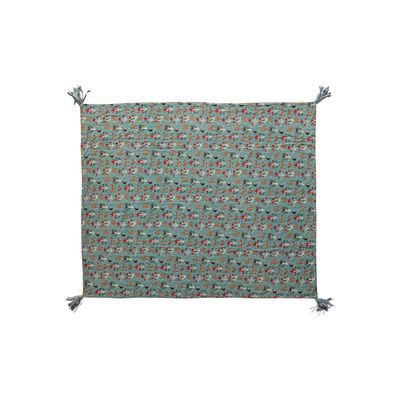 Creative Co-Op Hand-Woven Cotton Printed Quilt with Woodland Flora/Fauna Pattern, Multicolor
