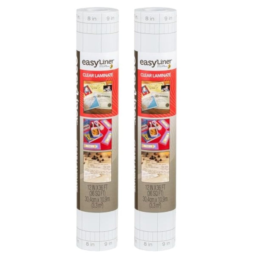 EasyLiner Clear Adhesive Shelf Liner for Cabinets, Cupboards & Protective Covering - Peel and Stick Shelf Liner Easy to Cut & Fit - Self- Adhesive & Removable - 12" x 36 Feet - 5 Rolls