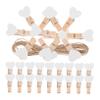 PRETYZOOM Heart-Shaped Wooden Photo Paper Clips Natural Jute String Clothespins for Photo Display Pegs for for Party Decorations view 1