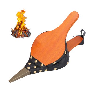 dvdvWood Fireplace Bellows, Wood Air Blower Hand Bellows, 15.4x6.1inch Leather Bellow Fire Pit Air Blower With Hanging Strap Cast Nozzle Outdoor Cooking Fan Camping BBQ Grill Chimney Barbecue Tools