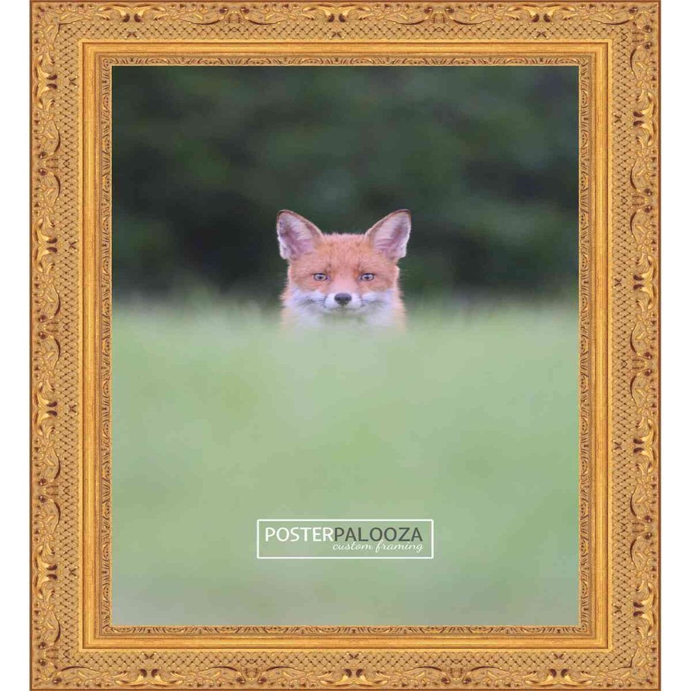 Poster Palooza 26x36 Ornate Gold Solid Wood Picture Frame with UV Acrylic Plexiglass, Foam Board Backing & Hardware Included