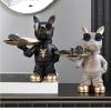 AOPPLSOT Colourful French Bulldog Deco, Dog Deco Statue for Key Storage, Candy Jewellery, Earrings, Bulldog Deco Key Bowl, with Tray,Dog a view 2