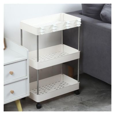 3-Tier Storage Trolley CartBathroom Cabinet, Storage Cabinet for Small Space, Tall Cabinet, Narrow Cabinet for Kitchen, Bathroom, Laundry Room, Bedroom(White,40.2 * 22 * 60cm)
