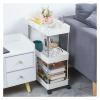 3-Tier Storage Trolley CartBathroom Cabinet, Storage Cabinet for Small Space, Tall Cabinet, Narrow Cabinet for Kitchen, Bathroom, Laundry Room, Bedroom(White,40.2 * 22 * 60cm) view 3