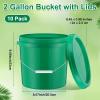 Tioncy 10 Pcs 2 Gallon Plastic Buckets with Lids and Handles,Green view 2