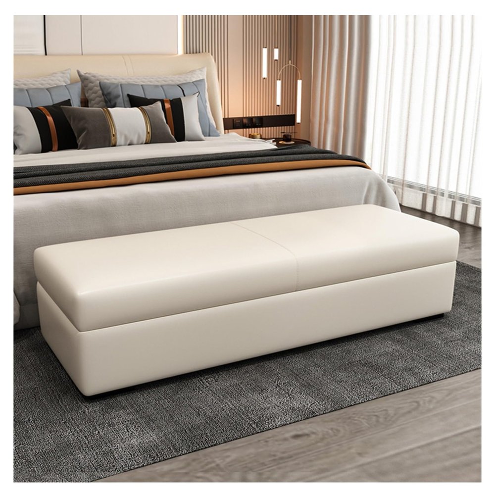 Windowsill Storage Bench with Storage Bench for Bedroom, End of Bed, Bench, Foot End of the Bed Bench, Entrance Bench, Storage Space, Ottoman Bench, Leather Bench, Bed Benches (Colour: Beige, Size: