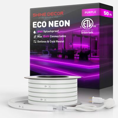 Shine Decor LED Rope Lights 120V, ETL Safe, Connectable, Purple, 50FT