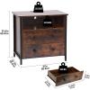 Tykacna 27 Inch Wide Night Stand, Large Wood Night Stand with 2 Drawers, LED Nightstand with Charging Station and Adjustable Drawer, Bedside Table for Living Room/Bedroom/Study/Office, Retro. view 3