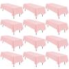 12 Pack Polyester Tablecloth 60 x 126 Inch Pink Tablecloth for 8 Ft Rectangle Tables,Stain and Wrinkle Resistant Washable Fabric Table Covers Polyester Table Clothes for Wedding Parties Banque view 1