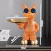 AOPPLSOT Colourful French Bulldog Deco, Dog Deco Statue for Key Storage, Candy Jewellery, Earrings, Bulldog Deco Key Bowl, with Tray,Dog c view 3