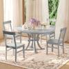 Aiuyesuo 5-Piece Rustic Round Pedestal Extendable Dining Table Set with 15.7" Removable Leaf and 4 Simple Dining Chairs, Solid Wood Framework for Living Room, Apartment (Gray-89Q) view 1