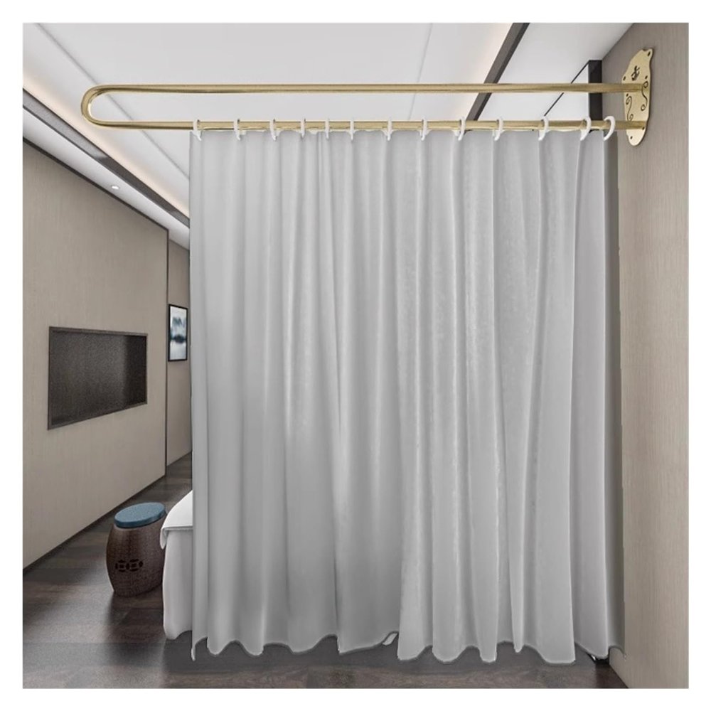 JOMRTS Privacy Dividers for Rooms Curtains, 1 Pack Home Area Separation, U-Shape Wall Mounted Partition Screen for Beauty Salon Condo Basement Playroom Clothing Stores (Grey 2m)
