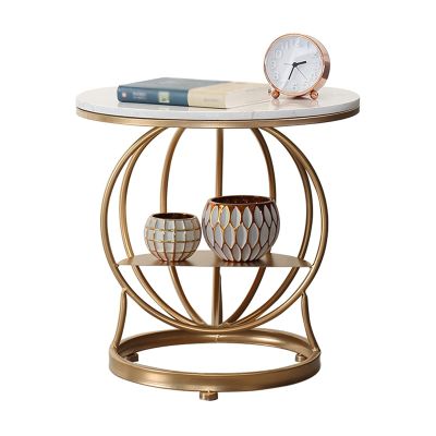 AYQKLNM Small Coffee Table Coffee Table Rock Board Industrial Tea Side Table Cocktail Table Living Room Bedroom Wrought Iron Sofa Side Table Bedside Small Storage Cabinet Small Tea Table