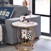 AYQKLNM Small Coffee Table Coffee Table Rock Board Industrial Tea Side Table Cocktail Table Living Room Bedroom Wrought Iron Sofa Side Table Bedside Small Storage Cabinet Small Tea Table view 4