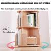 Creative Rotating Bookshelf All Solid Wood Bookshelf Mostly Used for Household Shelves Structurally Stable high Load-Bearing Capacity Suitable for Living Room Bedroom Study Classroom etc (Color : Woo view 4