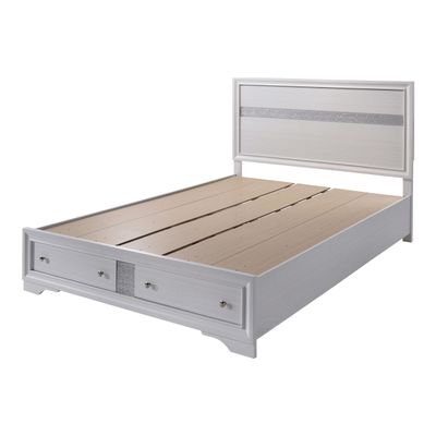 HOMES: Inside + Out Dierks Solid Wood Full-Size Platform Bed with 2 Footboard Drawers, Mattress Ready, No Box Spring Required for Bedroom, Guest Room, White