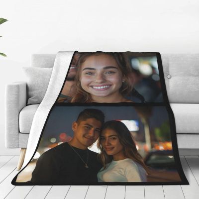 Rqwaaed Wrap Yourself in Comfort Personalized Custom Plush Flannel Blankets with Photo Text for Family Birthdays, Wedding Gifts, Fits Couch, Sofa, Bedroom, Living Room