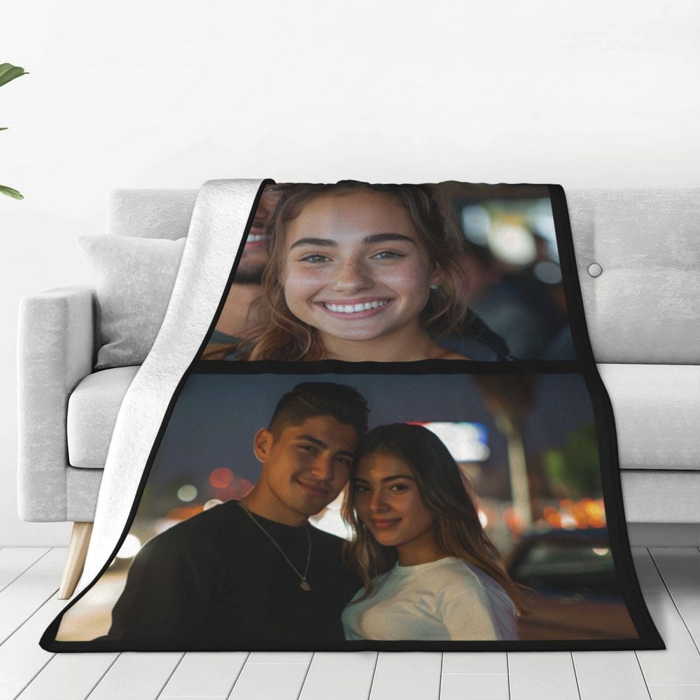 Rqwaaed Wrap Yourself in Comfort Personalized Custom Plush Flannel Blankets with Photo Text for Family Birthdays, Wedding Gifts, Fits Couch, Sofa, Bedroom, Living Room