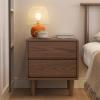 HASMI Night Stand All Wood Nightstand Minimalist Bedroom with Two Drawers with Raised Legs Bedside Table with Hidden Pulls Bedside Furniture Bedside Tables (Color : A), yuqing2022 view 2