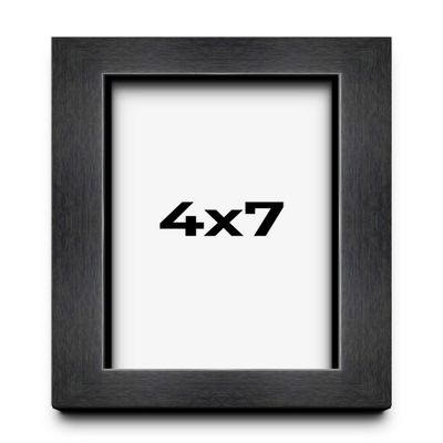 4x7 Inch Frame Charcoal Black Wood Texture Dark Grey | 0.75 Inch Moulding Width | 0.5 Inch Rabbet Depth | Solid Wood Picture Frame with UV Acrylic Plexiglass, Foam Board Backing & Hanging Hardware