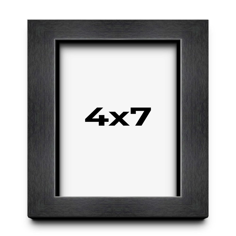 4x7 Inch Frame Charcoal Black Wood Texture Dark Grey | 0.75 Inch Moulding Width | 0.5 Inch Rabbet Depth | Solid Wood Picture Frame with UV Acrylic Plexiglass, Foam Board Backing & Hanging Hardware