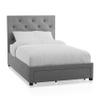 Furniture of America Cuest Fabric Upholstered Twin-Size Platform Bed with Storage Drawer, Button Tufted Headboard, Mattress Ready, No Box Spring Required for Bedroom, Guest Room, Gray view 1