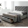 Furniture of America Cuest Fabric Upholstered Twin-Size Platform Bed with Storage Drawer, Button Tufted Headboard, Mattress Ready, No Box Spring Required for Bedroom, Guest Room, Gray view 2