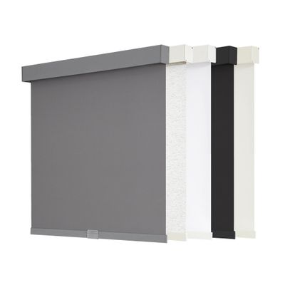 AOSKY Blackout Roller Shades Cordless Blinds for Windows, Free-Stop Shades with Valance, Thermal Insulated Fabric, UV Protection, Natural Woven Blinds for Home and Office (23" W x 72" H, Grey)