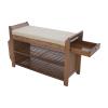 Bamboo Cushion Storage Shelf with Soft Seat Shoe Bench Shoe Rack Organizer for Hallway, Entryway, Living Room, Bedroom, Balcony(3 Tiers-30.9 * 19.49 * 11.61in) view 3