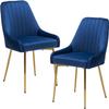 ANOUR Modern Dining Chairs Set of 2, Velvet Dining Room Chairs with Golden Metal Legs, Upholstered Kitchen Armless Side Chairs, Comfy Vanity Chairs for Dining Room, Living Room, Bedroom-Navy view 1