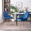 ANOUR Modern Dining Chairs Set of 2, Velvet Dining Room Chairs with Golden Metal Legs, Upholstered Kitchen Armless Side Chairs, Comfy Vanity Chairs for Dining Room, Living Room, Bedroom-Navy view 2