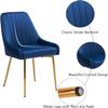 ANOUR Modern Dining Chairs Set of 2, Velvet Dining Room Chairs with Golden Metal Legs, Upholstered Kitchen Armless Side Chairs, Comfy Vanity Chairs for Dining Room, Living Room, Bedroom-Navy view 4