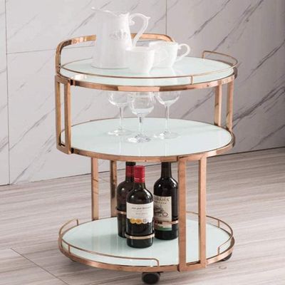 HAOKAZLBR Bar Serving Cart for Hotel Luxury Restaurant, Serving Trolley Kitchen Trolley Bar Cart Cabinet On Wheels Wine Cart Hotel Wine Tea Drink Trolley (Color : Rose White), oujinmm2024327