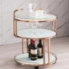 HAOKAZLBR Bar Serving Cart for Hotel Luxury Restaurant, Serving Trolley Kitchen Trolley Bar Cart Cabinet On Wheels Wine Cart Hotel Wine Tea Drink Trolley (Color : Rose White), oujinmm2024327 view 1