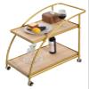 HAOKAZLBR Bar Serving Cart for Hotel Luxury Restaurant, Mini Bar Cart Metal Frame Kitchen Cart on Wheels with 2 Wood Shelves and Casters for Small Spaces Home Kitchen Club, oujinmm2024327 view 1