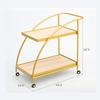 HAOKAZLBR Bar Serving Cart for Hotel Luxury Restaurant, Mini Bar Cart Metal Frame Kitchen Cart on Wheels with 2 Wood Shelves and Casters for Small Spaces Home Kitchen Club, oujinmm2024327 view 2